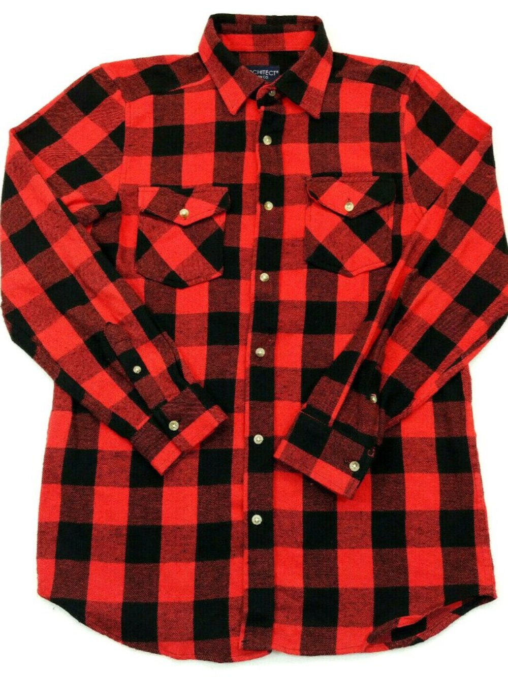 Architect Jean Co Red Black Buffalo Plaid Soft Flannel L/S Shirt Mens S
